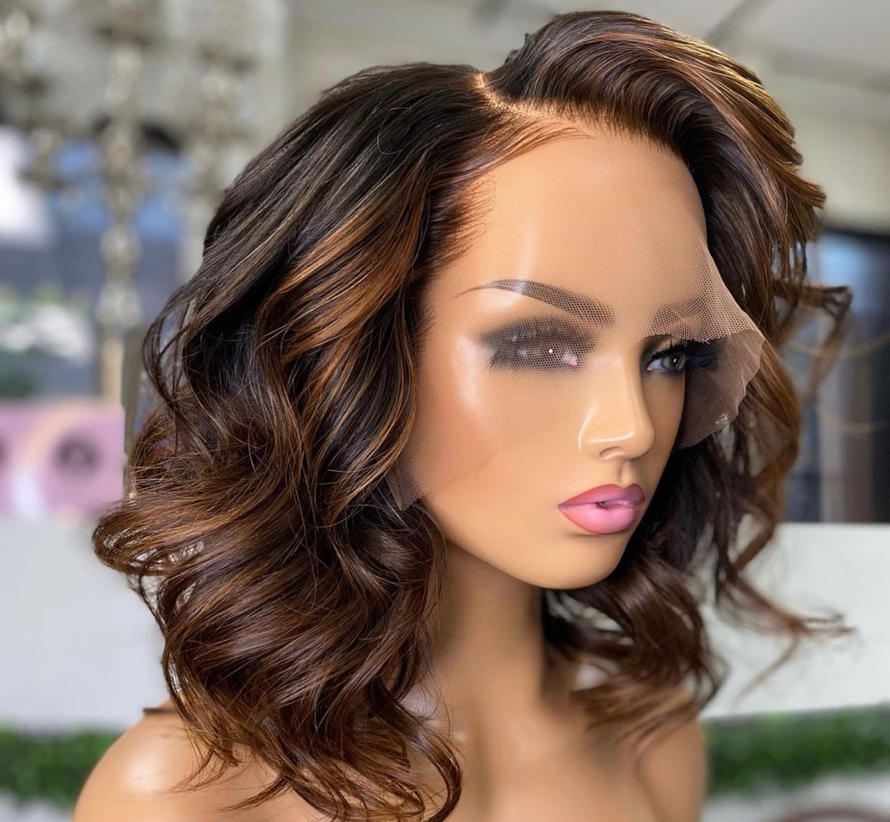 “14inch Ombré Styled Glueless Full Frontal Wig