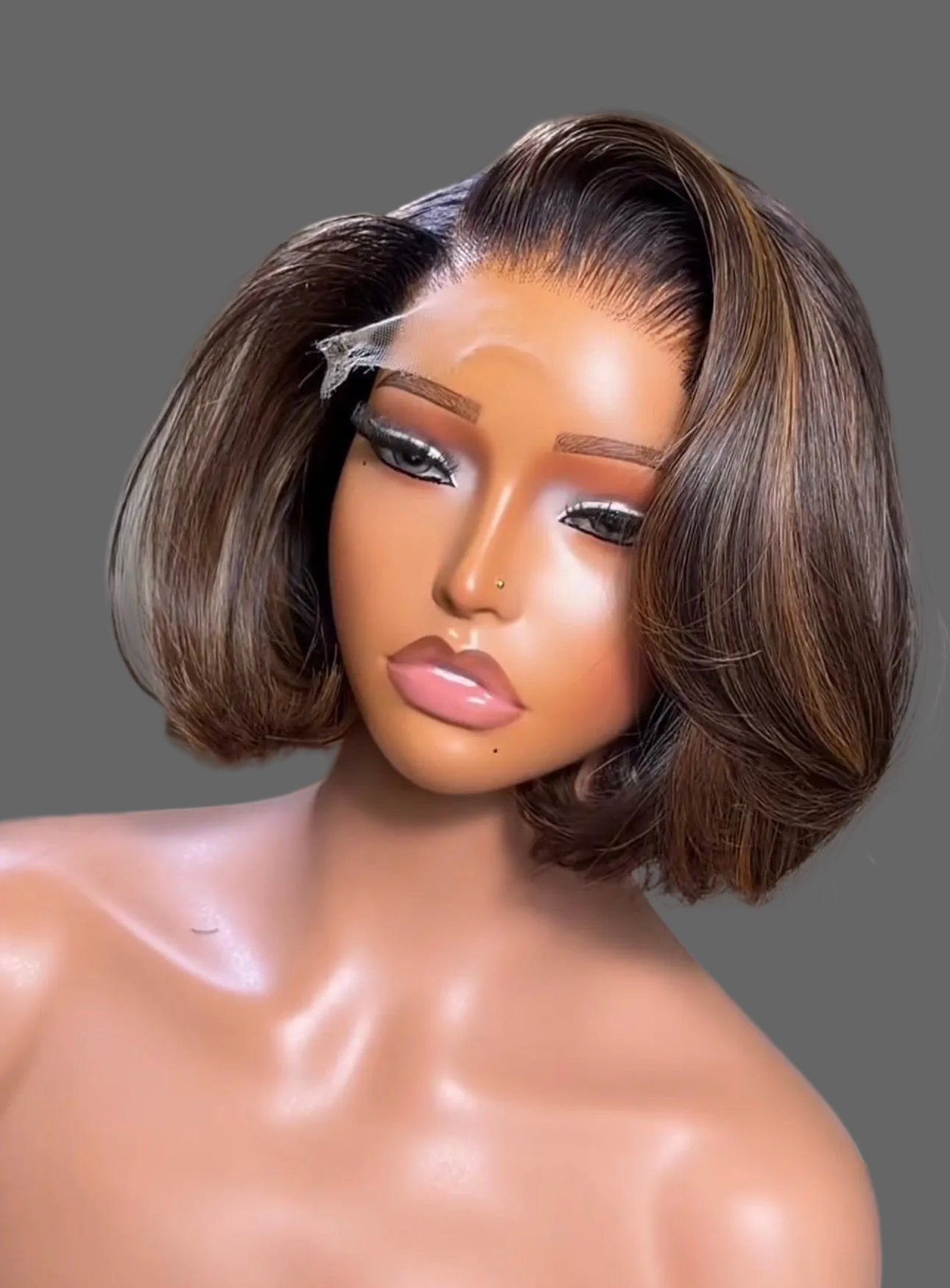 ‘8” 5x5 Double Drawn Browny Wig