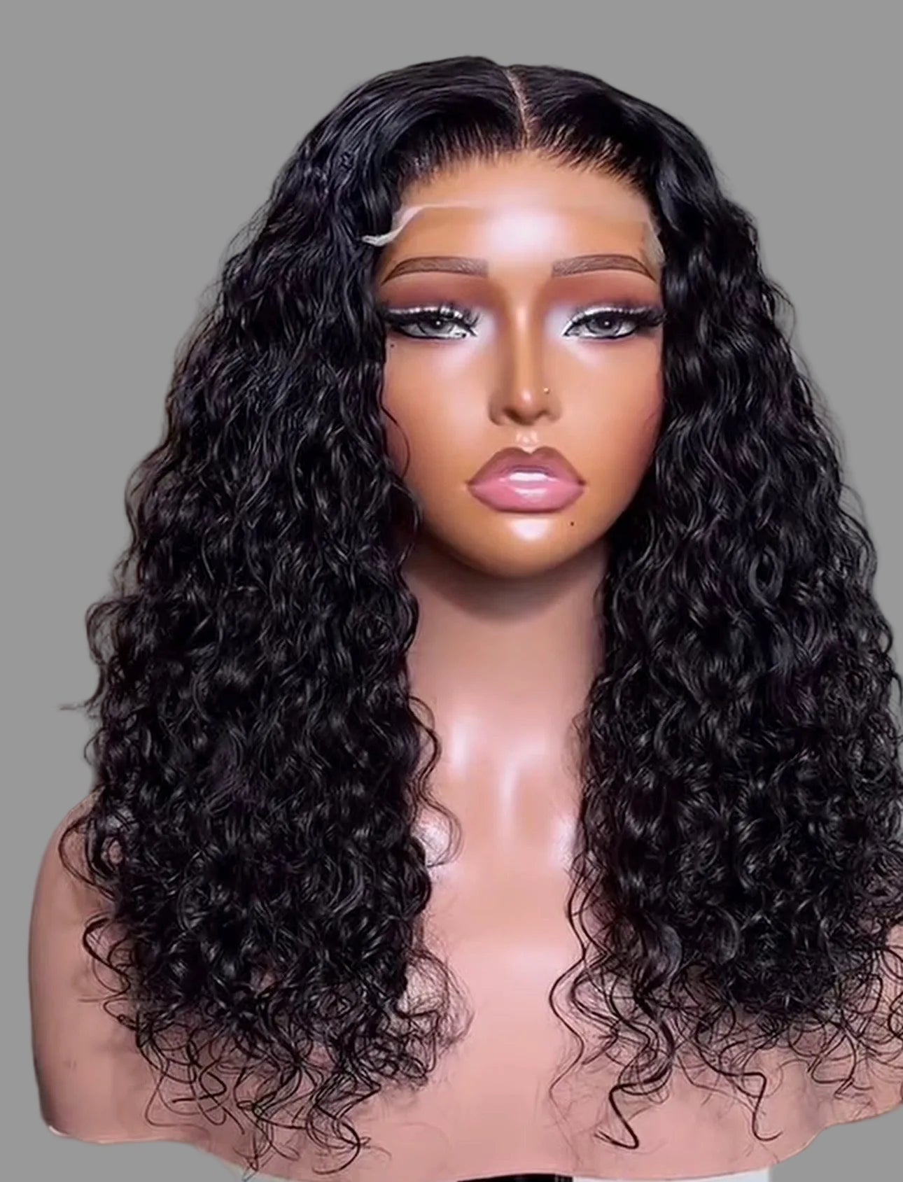 “16inch 5x5 HD Water Curly Wig