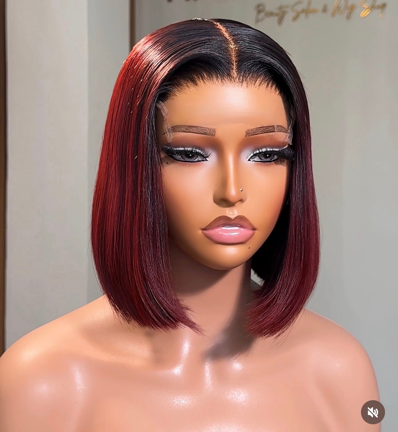 “10inch 5x5 Burgundy Wig