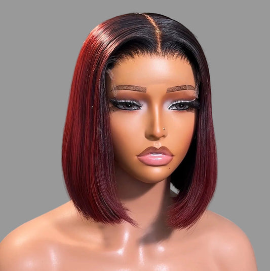 “10inch 5x5 Burgundy Wig