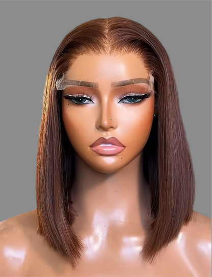 “12inch 5x5 Browny Straight Wigs