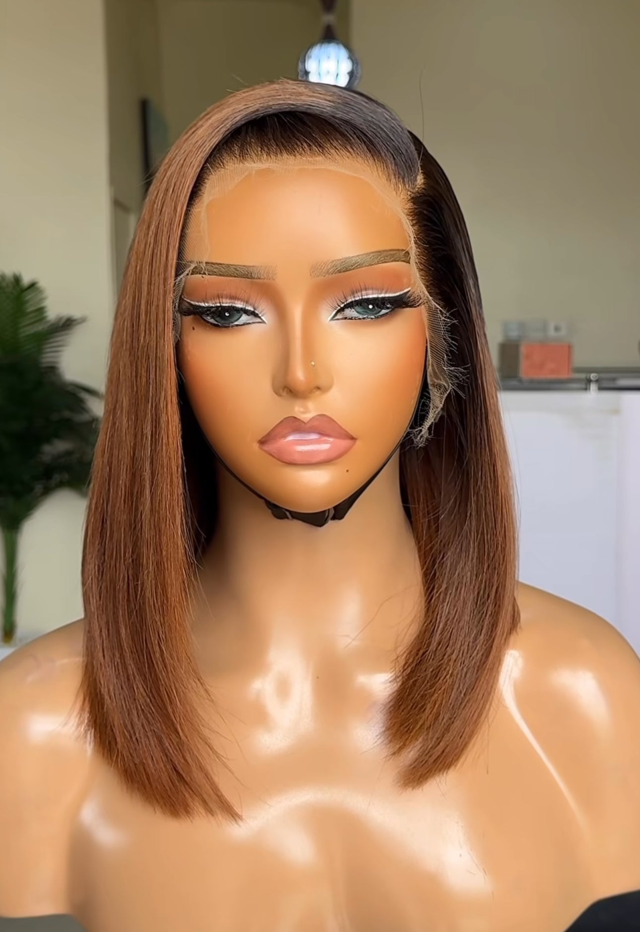 “12inch Blondy Glueless Full Frontal Wig