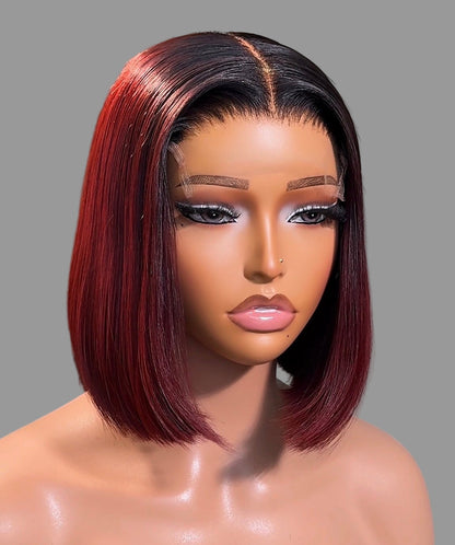 “10inch 5x5 Burgundy Wig