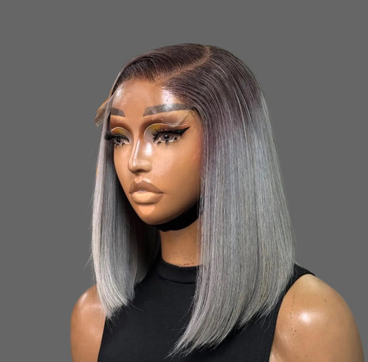 “12” Grey 5x5 Straight Wig 8”-12”
