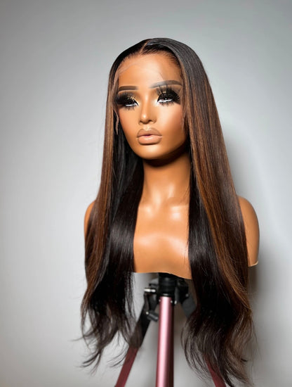 Light Brown Straight Glueless Full Frontal Wigs