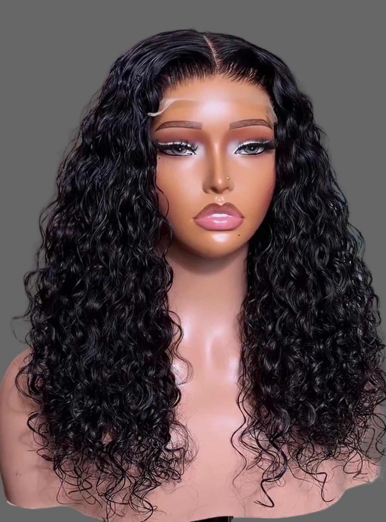 “16inch 5x5 HD Water Curly Wig