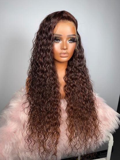 “24inch Ombré Curly Glueless Full Frontal Wigs