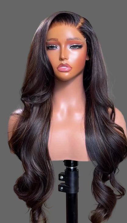 “30inch 5x5 Double Drawn Brown Highlights Wig
