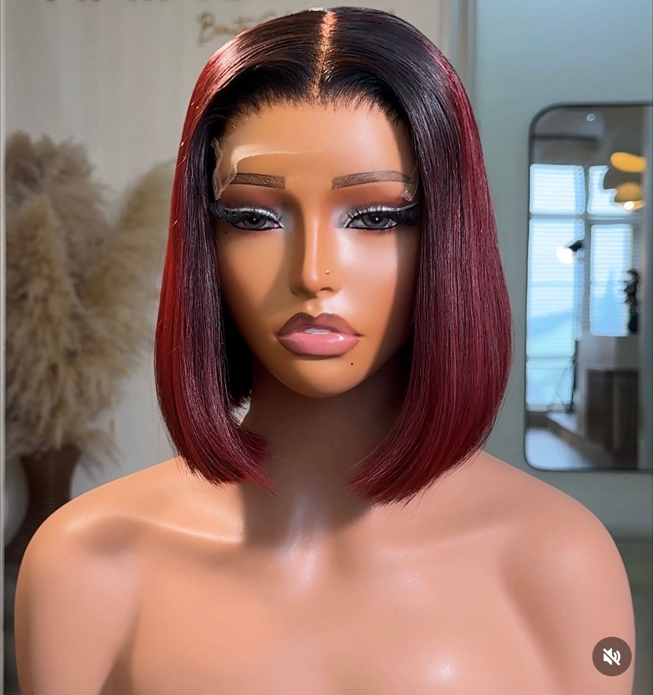 “10inch 5x5 Burgundy Wig