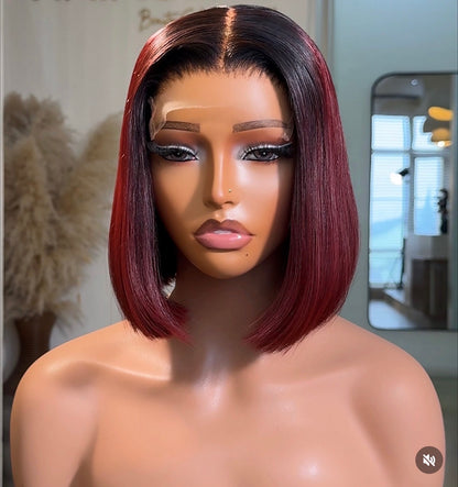 “10inch 5x5 Burgundy Wig