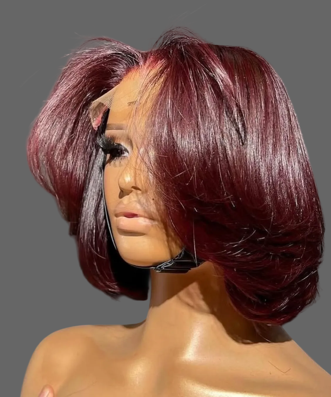 ‘8” 5x5 Double Drawn Burgundy Wig