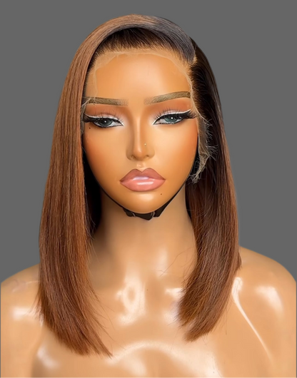 “12inch Blondy Glueless Full Frontal Wig