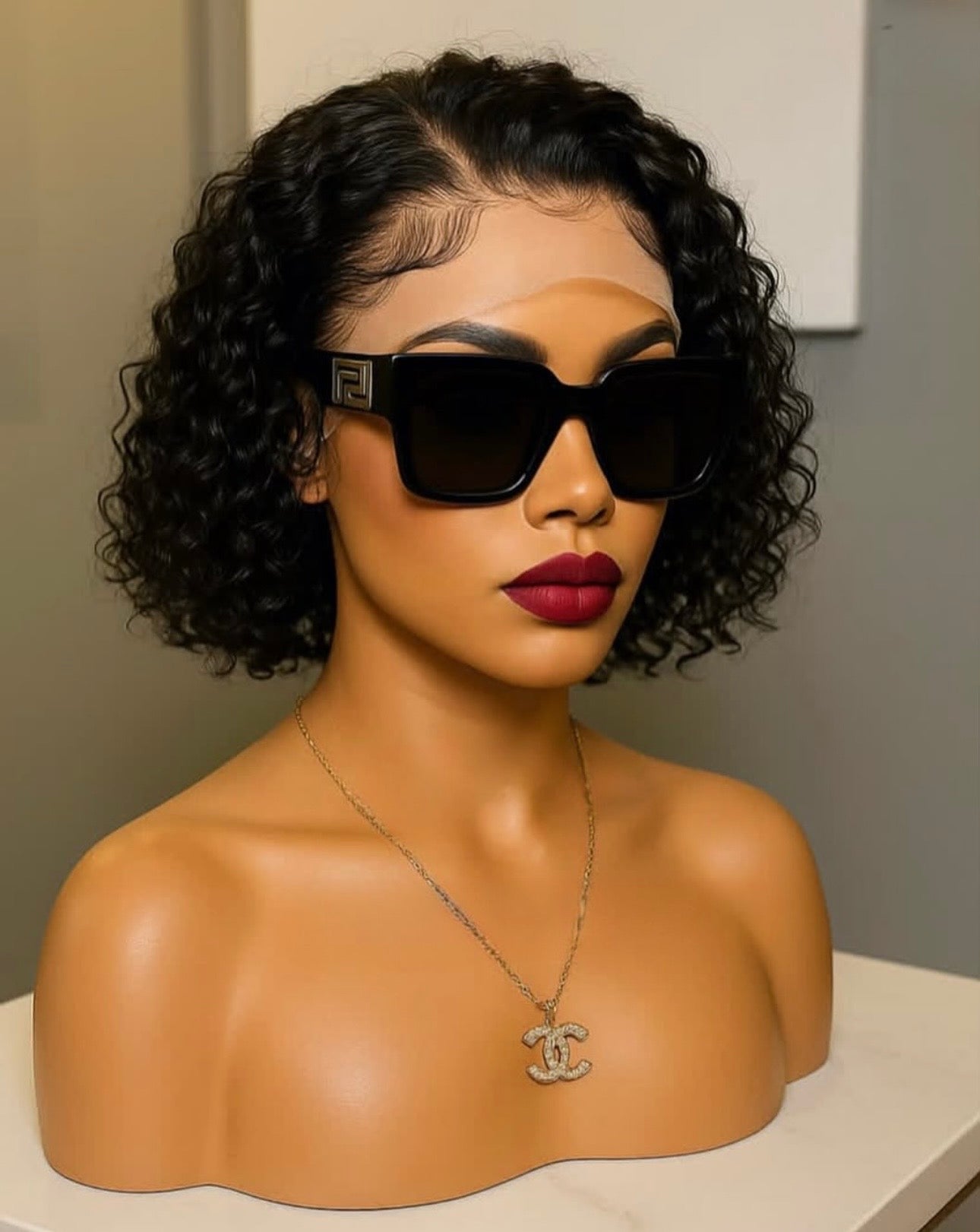 “10inch Waterwave Glueless Full Frontal Wig