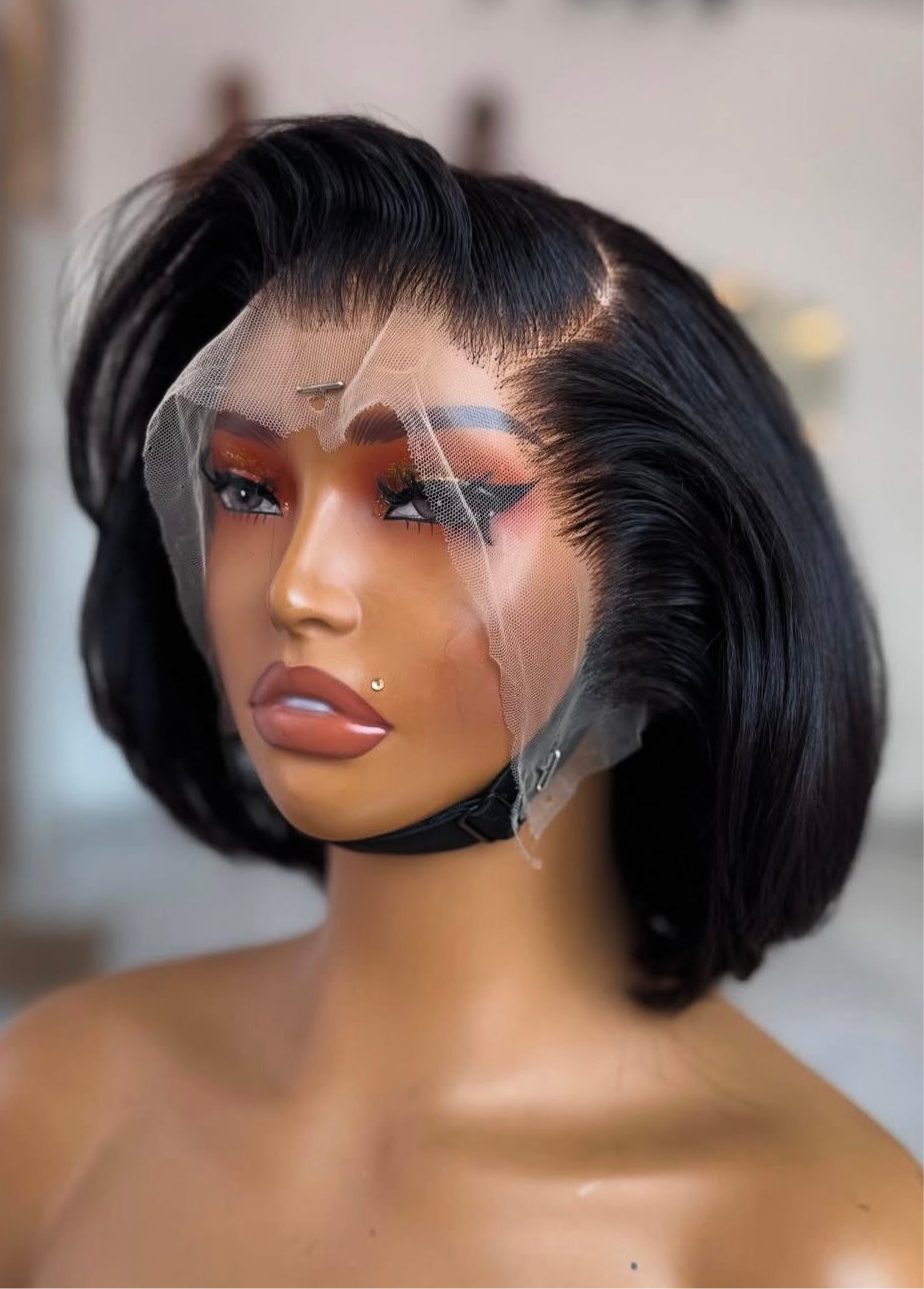 ‘8” Glueless 13x4 Single Drawn Wig