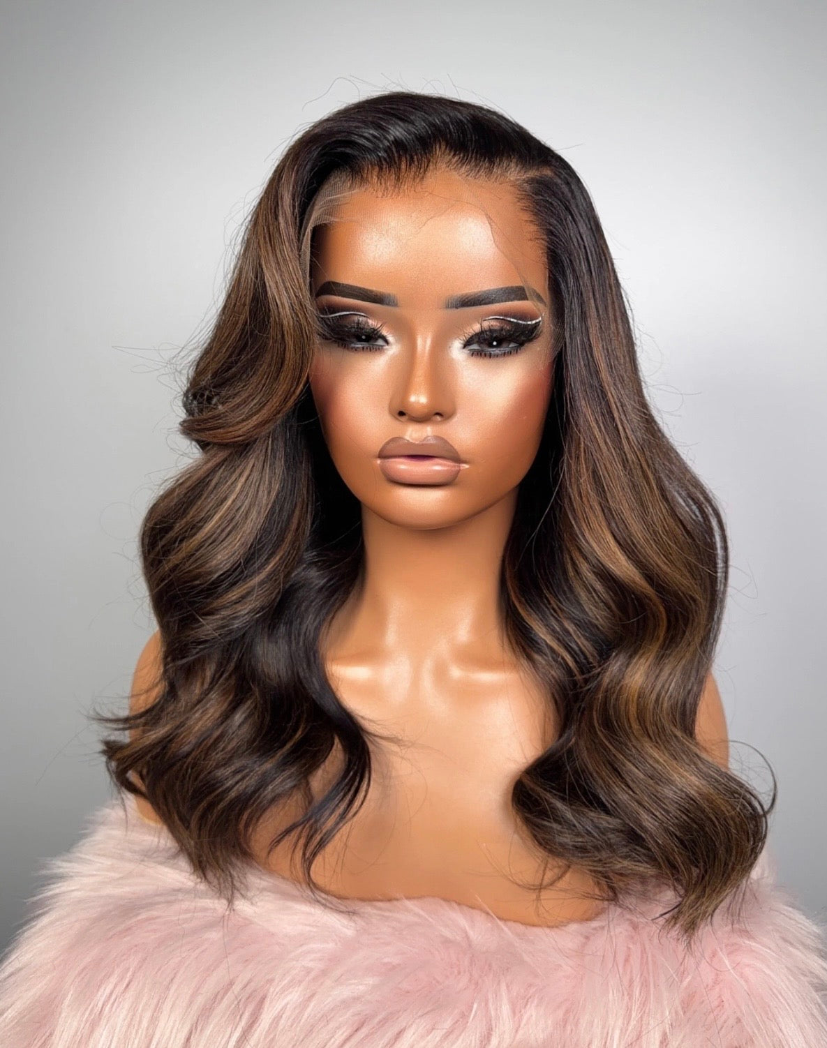 “14” Gluelss 13*4 Double Drawn Ombre Styled Wig