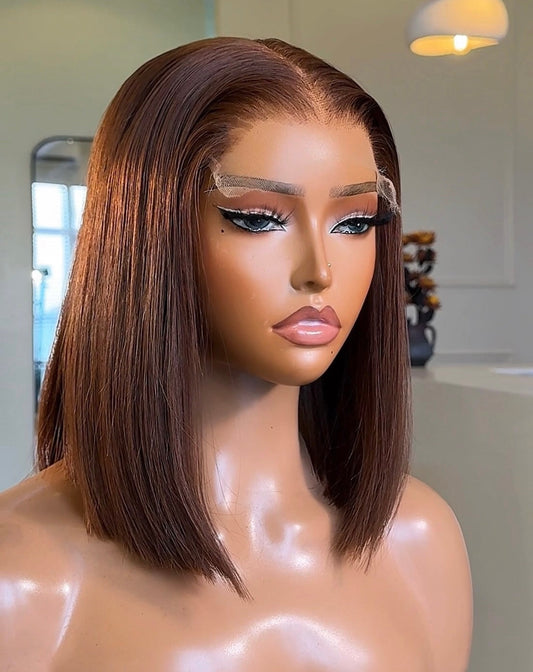 “12inch 5x5 Browny Straight Wigs